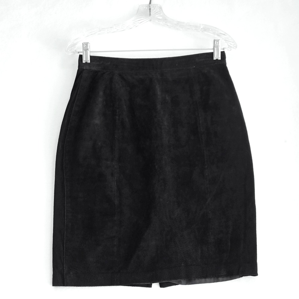 Forenza Skirt Leather Black Faux Vintage Size 10 Lined Pencil